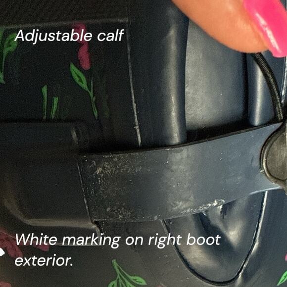 Serra Tall Rain Boots Navy Foral‎ Adjustable Size 9 - Picture 4 of 6